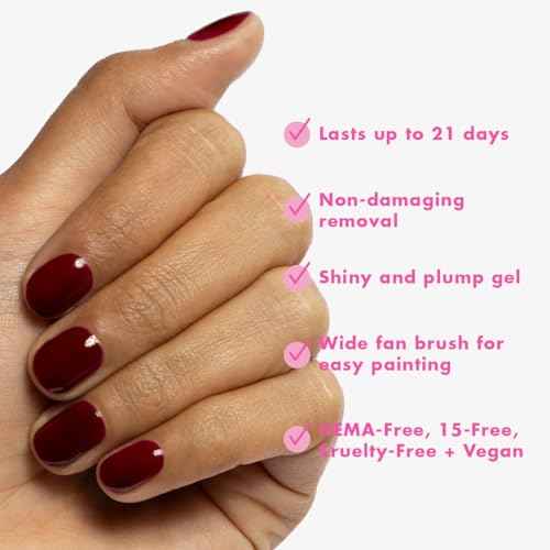Olive & June Gel Polish | UV LED Nail Lamp Needed | Long Lasting Formula | Up to 21 Days of Wear | Damage-Free Removal | Salon-Quality Manicure, Pedicure at Home | Obsessed | Dark Ruby