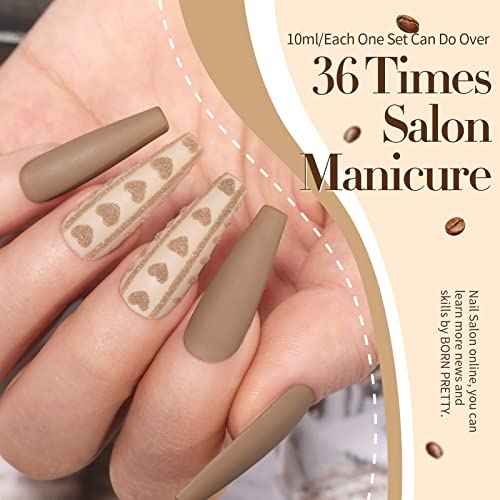 Born Pretty Gel Nail Polish 6 Colos,Nude Brown Skin Tone,Roasted Chestnuts Chocolate Gel Polish Collection Neutral Beige Khaki Gel Polish Kit All Seasons Nail Art Manicure DIY for Home Salon