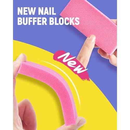 MORGLES Nail File and Buffer Blocks with Nail Care Kit, 13 Pcs Manicure Kit for Women with Milk and Honey Cuticle Oil and Cuticle Trimmer Set