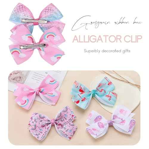 20PCS 5 Inch Hair Bows for Girls Alligator Clips Grosgrain Ribbon Heart Rainbow Big Bows Clips Hair Barrettes Accessories for Little Girls Kids Toddlers Teens