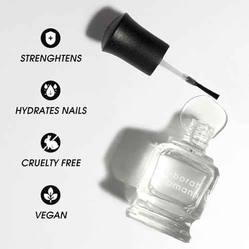 Deborah Lippmann Hard Rock Base and Top Coat | Promotes Healthy Growth for Soft Nails | Diamond Powder Strengthens and Protects Nail Polish | Clear, 50 Fl. Oz