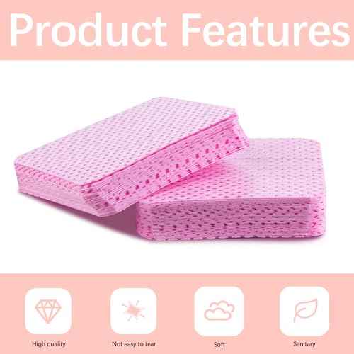 1500Pcs Lint Free Nail Wipes, Pink No Lint Nail Wipes for Gel Nails Lint Free Polish Remover Wipe Eyelash Extensions Glue Nails Cleaning Pads Supplies