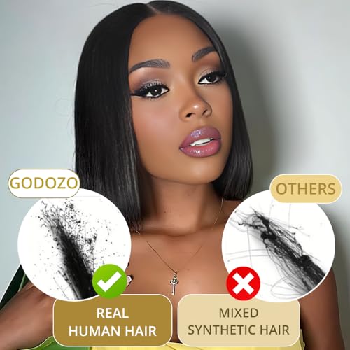 Bob Wig Human Hair 14 inch Glueless Wigs Human Hair Pre Plucked Pre Cut 9x6 HD Lace Front 200% Density Glueless Wigs Human Hair Short Straight Bob Wigs for Black Women