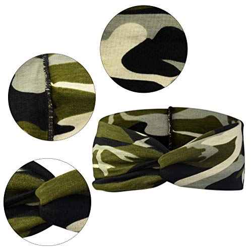 6pcs Camo Leopard Headbands Elastic Bow Hairband Turban Twisted Head Wrap Knot Hair Accessories for Women Girls Running Sport Travel