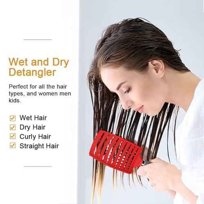Voremy Magical Brush Detangler, Ultra Detangling Brush, For Wet Or Dry Detangling HairBrush For Men, Women And Kids, Fast Drying Styling Massage curved Hairbrush (Rainbow-A)