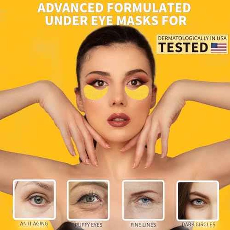 Under Eye Patches 70PCS, 24K Gold Eye Patches for Puffy Eyes Treatment, Under Eye Masks for Dark Circles and Puffiness, Non-Irritating Eye Mask Skincare, Eyes Bags Treatment, Eye Gel Pads