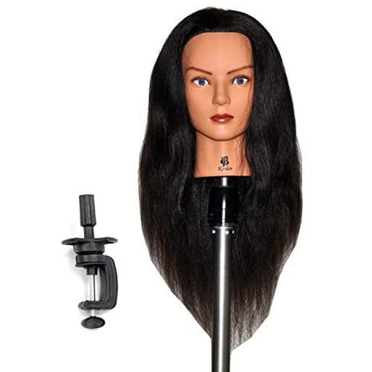 24" Human Hair Cosmetology Mannequin Manikin Training Head with Clamp (24" DARK BROWN (KAYLEN+C))