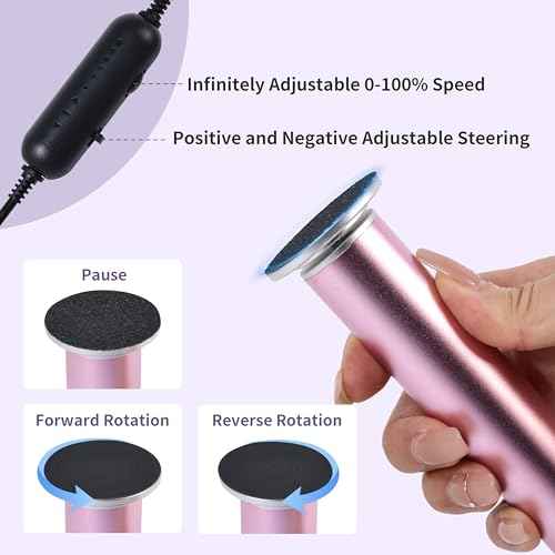 Electric Foot Callus Remover with 120pcs Sandpaper Discs(3 Sizes), Professional 800RPM Aluminum 4.8 Inches Callus Remover for Feet, Stepless Speed Control for Dead Skin (Purple)