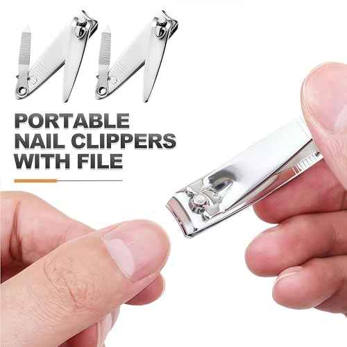 Nail Clippers with File in Bulk, 24-Pack Stainless Steel Nail Trimming for Toenail & Fingernail, Nail Clipper Gifts for Men Women Adults Homeless Care Supplies (Silver)