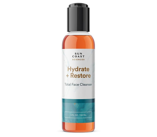 SUN COAST SCIENCES - Hydrate + Restore Total Face Cleanser, Vitamina B, Hydrating Facial Cleanser With Niacinamide for All Skin Types - 4 Fl Oz (Pack of 1)