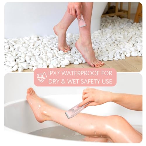 Bikini Trimmer for Women, 2 in 1 Dual-Head Electric Razors for Women Pubic Hair, Waterproof Wet/Dry Use Body Hair Trimmer Face Shaver, Rechargeable Hair Removal for Bikini Legs Face Underarm Arm