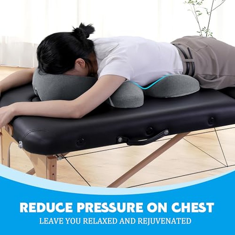 MABOZOO Face Down Massage Pillow, Face Down Pillow for Sleeping with Non-Slip Bottom, Home Head Cushion and Chest Cushion for SPA, Sleep (Gray)