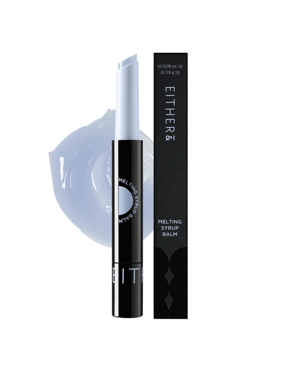 EITHER& Melting Syrup Balm (02 ICY BLUE), Korean Lip Balm, with Shea Butter & Plant-Derived Oils, Glossy, Non-Sticky, Transparent, Cooling Sensation, Butter Balm, Glossy Finish (0.25 fl. oz.)