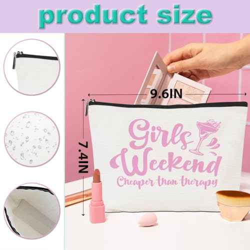Girls Weekend Trip 2025 Makeup Bag - 4 Pcs Cosmetic Toiletry Zipper Pouch Weekender Bags for Women - Summer Gift Favors for Friendship Bachelorette Party Birthday