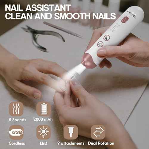 Eletorot Electric Nail File Set for Seniors, 8 in 1 Toenail Grinder Kit for Thick Nails, Professional Manicure and Pedicure Kit, Cordless Pedicure Tools for feet, 5 Speeds Nail Drill Machine