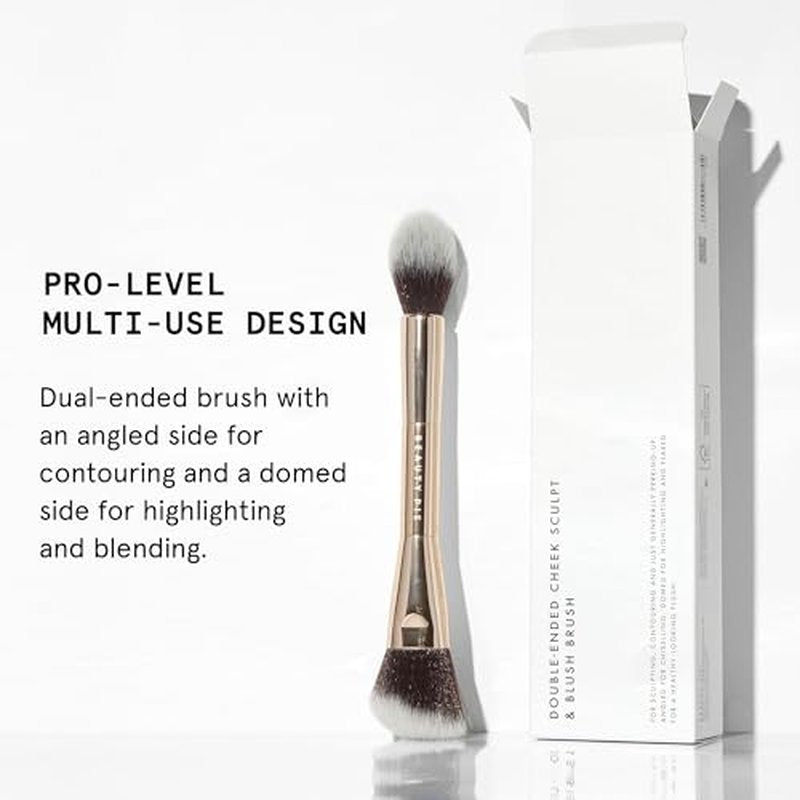 Beauty Pie Double-Ended Sculpt & Blush Brush 012 ? Professional Angled Contour & Tapered Highlight Makeup Brush ? Vegan, Cruelty-Free Synthetic Bristles ? Sculpt, Blend & Highlight in One Tool