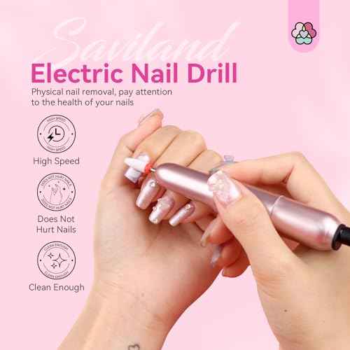 SAVILAND Electric Nail Drill: 2025 Electric Nail File Rose Efile Nail Drill Professional Manicure with 6PCS Nail Drill Bits Portable Nail File & Salon Use Manicure Pedicure at Home