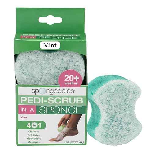 Spongables Pedi Scrub Foot Exfoliating 20+ Wash Sponge, Mint, 1 Count