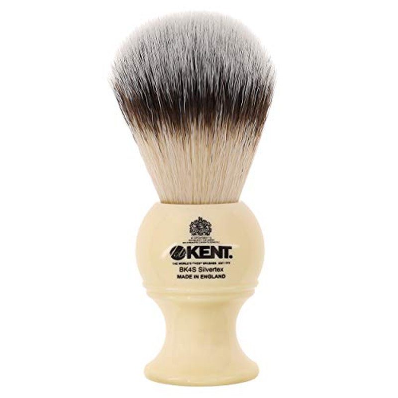 Kent BK4S Shaving Brush with Ultra-Soft Silvertext Synthetic Bristles and Faux Ivory Resin Handle to use with Shave Cream or Soap for a Perfect Lather. Luxury Shaving Since 1777, Made in England