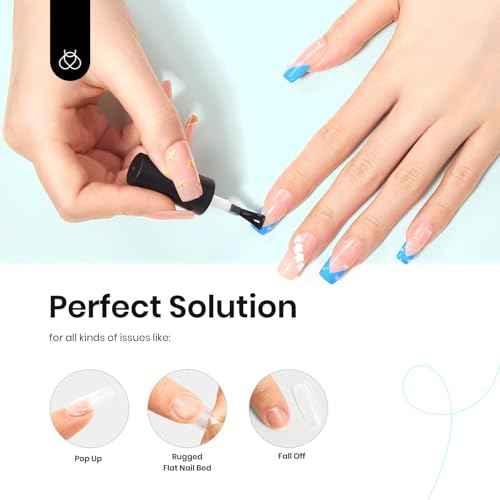 Beetles 9 in 1 Nail Glue Gel for Nail Tips and Clear Acrylic Nails Long Lasting, Curing Needed UV Extension Glue for False Nail Tips and Press on Nails, Christmas Nail Art