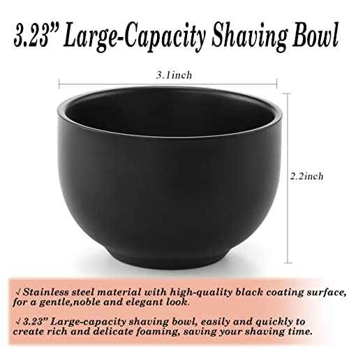 CCbeauty Mens Shaving Brush and Bowl Set, 4-in-1 Bristle Shave Brushes Kit with Stainless Steel Shaving Bowl & Soap Mug, Safety Razor Stand, Birthday Dad Gifts Set for Men, Black Soap 3.5Oz