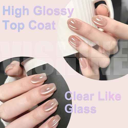 Vishine Top Coat- 15ML No Wipe Top Coat Gel Nail Polish High Gloss Shine Finish Long Lasting Home DIY Professional Manicure