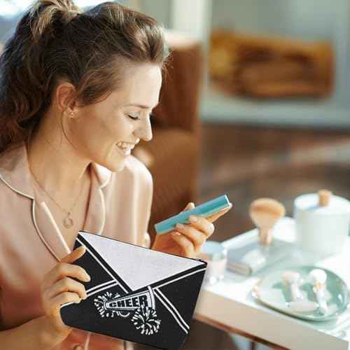 Cheer Makeup Bag Cheerleader Cosmetic Bag Cheerleader Gifts Cheerleading Gift for Women Her Cheer Team 6Pcs (Silver)