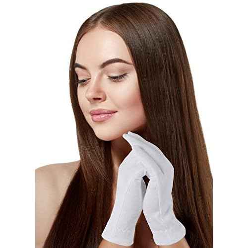 XXL Extra Extra Large 5 Pairs 100% Premium Cotton Gloves for Dry Hands | Moisturizing Overnight Gloves for Eczema, Psoriasis & Skin Spa Treatment for Women & Men | Free Laundry Bag