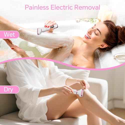 Electric Razor for Women, 4-in-1 Bikini Trimmer & Body Shaver for Nose Hair Face Eyebrow Arms Legs Armpit Underarm Pubic Area, Rechargeable Wet/Dry Painless Hair Removal
