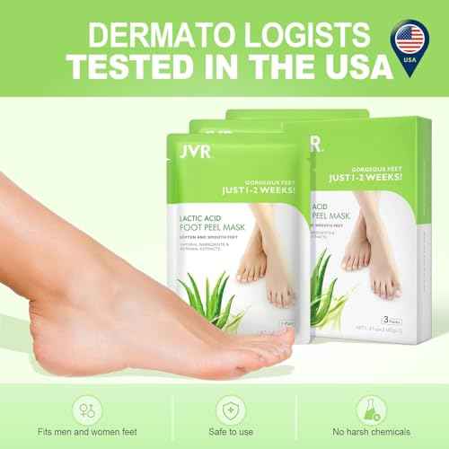 JVR Foot Peel Mask - 3 Pairs - Exfoliating Peeling Callus Remover, Repairs Cracked Heels & Dry Skin, for Smoother and Softer Feet (Aloe Vera)