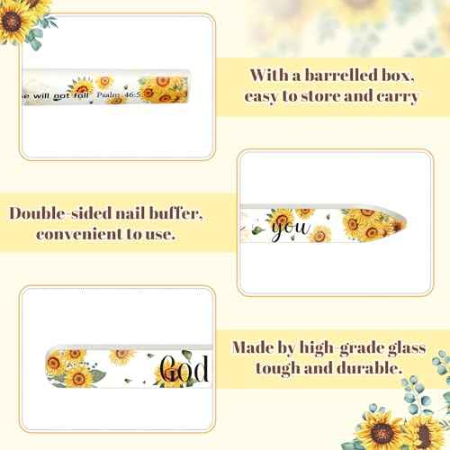 10 Pack Christian Gifts for Women Bulk Bible Verse Crystal Glass Nail File for Natural Nails with Case Double Sided Church Floral Scripture Glass File Christian Religious Gift for Women Adults