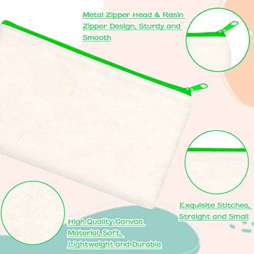 ZeeDix Canvas Pouch- Multi-purpose Cosmetic Bag with Zipper, DIY Craft Canvas Zipper Pouch Blank Makeup Bags Bulk Travel Toiletry Bag for Storage (8.3 x 5 inches)