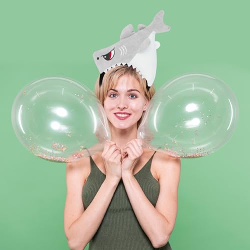 KHC-KHF Shark-Headband Funny-Hat Halloween Shark Funny Hairband Plush Headband Ocean Animal Costume Accessories Woman Man