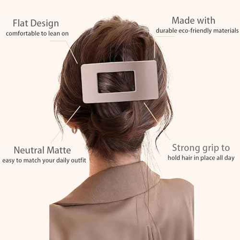 4 PCS Flat Hair Clips, Large Flat Claw Clips for Women Girls, Strong Hold French Hair Clips for Thick Thin Hair, Stylish Classic Hair Barrettes(Neutral Matte)