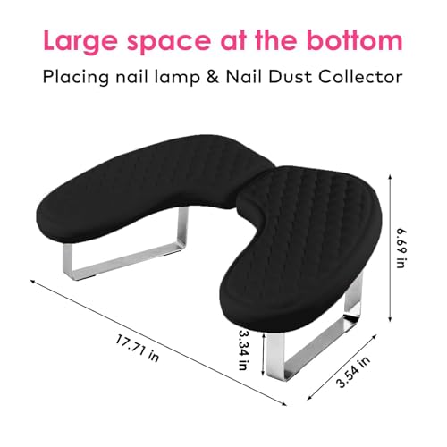 Arm Rest for Nails,U-shaped Manicure Nail Hand Rest Pillow Cushion,Foldable PU Leather Nail Tech Arm Rest for Nails Tech,Foot Hand Rest (Black)
