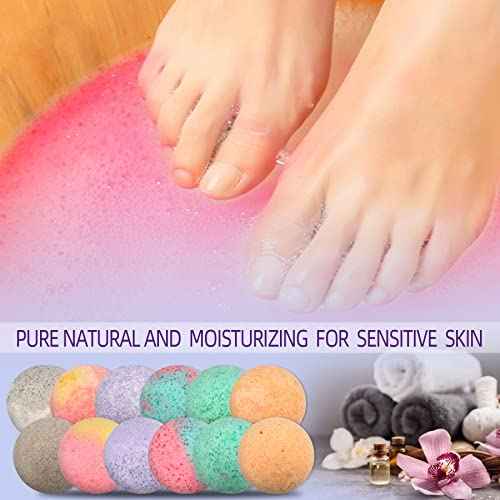 Foot Bath Bombs 12 Pack,Organic Foot Soak with Bath Salt,Foot Spa Bomb Rich Essential Oils for Dry Cracked, Athletes Foot, Stubborn Foot Odor Scent,Tired Sore Feet