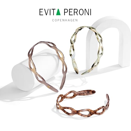 EVITA PERONI Headbands for Women Non Slip Acetate Hollow Design High-grade and Fashionable Headbands Women's Hair with Teeth Comfort Hairband - Phantom Brown