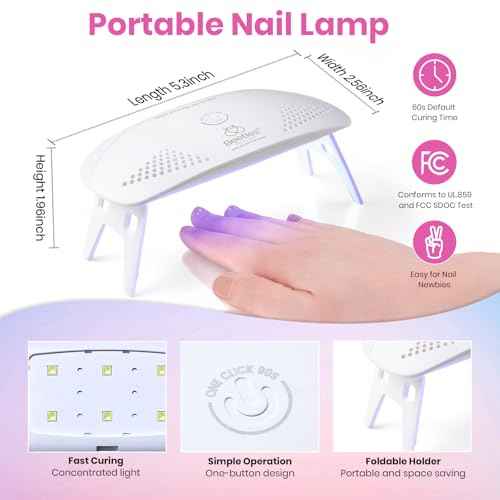 Beetles White Gel Nail Polish Kit with U V Light, 5 Pcs Gel Polish Starter Kit with Base & Top Coat and Nail File for Beginners Soak Off White DIY Art Set Manicure Gifts for Women Girls Teens