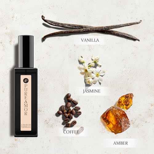 Amber Vanilla Perfume for Women, Coffee Scented Fragrance with Warm Amber & Sweet Vanilla Notes, Long Lasting Extrait de Parfum, Advanced Fragrance Travel Size 0.7 oz Eau de Parfum Spray