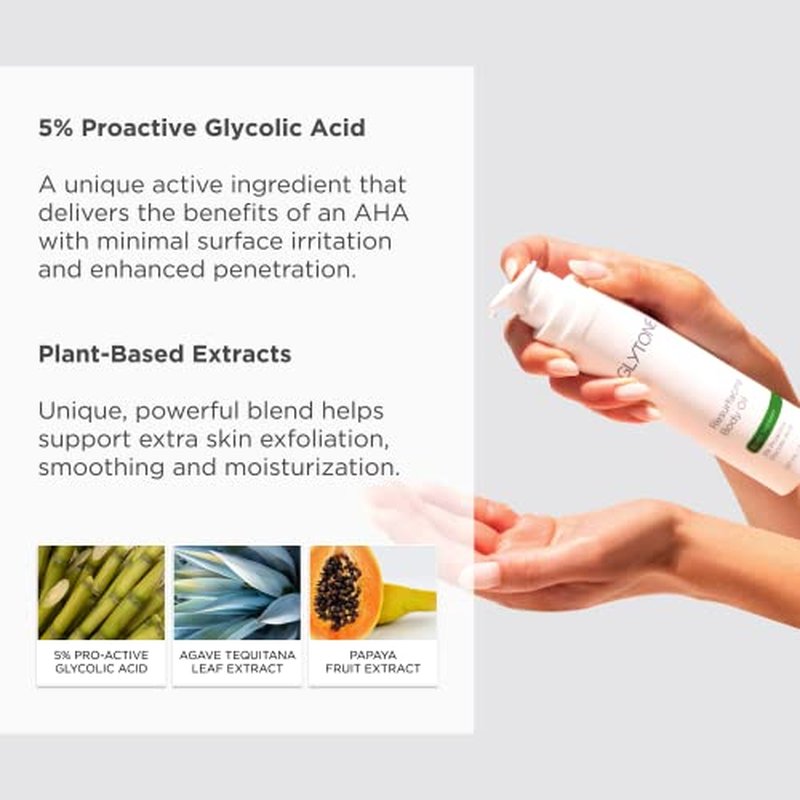 Glytone Resurfacing Body Oil? Nourishing & moisturizing anti aging Body Oil for dry Skin & Keratosis Pilaris ?5% Proactive Glycolic Acid After Shower oil for Body?Unscented, Non Toxic 4 Fl oz