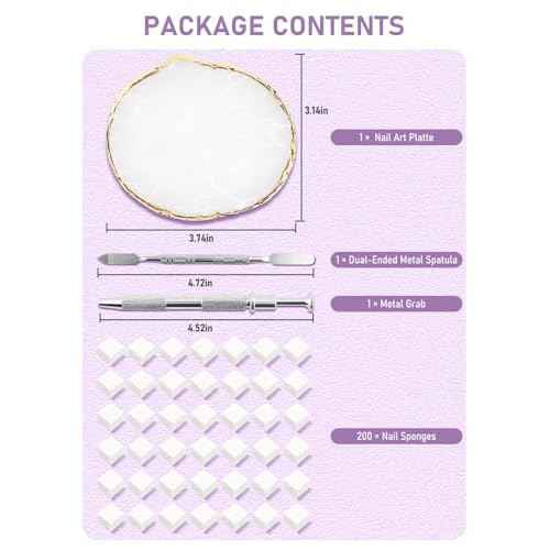 Nail Art Design Tools Supplies, Nail Art Palette with 200 Pcs Nail Sponges for Ombre and Gradient Painting Gel Nail Polish, Must Haves Nail Stuff for Ombre Aura Nail with Grabbing Pen & Spatula