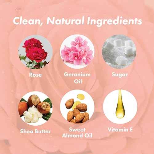 Rose Petal Scrub Foot & Body Exfoliator Infused with Vitamin E and Rose Natural Exfoliating Sugar Body Scrub for Toning Cellulite Skin Care by Handmade Heroes Body Skincare Stocking Stuffers