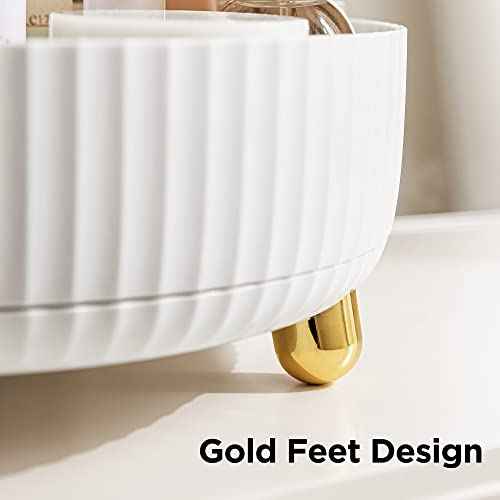 HBlife Makeup Organizer, 360 Degree Rotating Perfume Organizer, 8.6 Inches Large Capacity Lazy Susan for Bathroom Counter or Vanity, White