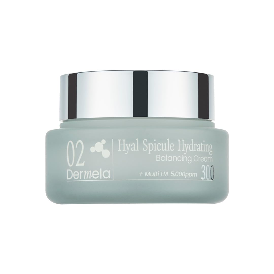 Dermela Hyal Spicule Hydrating Balancing Cream, 24-Hour Hydration & Sebum Control, Non-Greasy Face Moisturizer for Dry & Sensitive Skin, 1.69 fl oz | K-beauty Skincare
