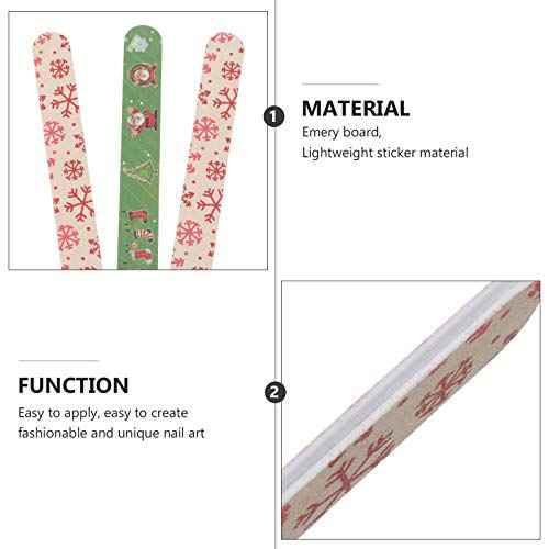 Beaupretty 24PCS Christmas Nail Files Christmas Emery Boards Xmas Tree Snowflake Santa Pattern Double Sided Nail Boards Nail Buffer for Natural Acrylic Nails