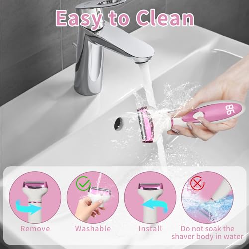 Wet & Dry Electric Razor for Women Men,4 in 1 Rechargeable Led Display Electric Shaver and Facial Hair Remover,Painless Ladies Body Razors for Nose Face Body Leg Bikini Arm Hair