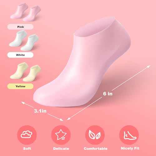 6 Pairs Silicone Socks for Dry Cracked Feet Women,New Upgrade Thickened Moisturizing Foot Mask Exfoliating Silicone Socks,Spa Gel Moisturizer Socks Foot Care After Pedicure