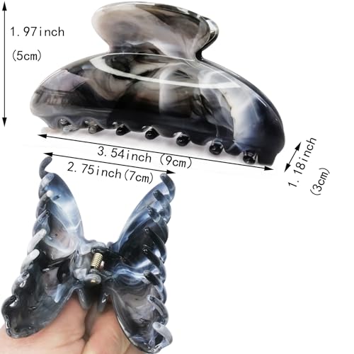 Marble Claw Clips Medium Cellulose Acetate Normal Hair Claw Clips Women Girls Tortoise Thin Fine Hair Clips Resin French Barrettes Curly Straight Hair Basic Acrylic Side Clip Hair Accessories
