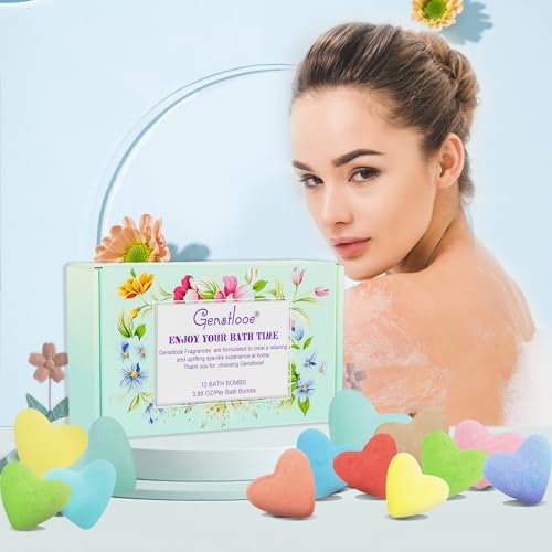 12 Pcs XXL Bath Bombs for Women Gift Set, Valentine's Day Bubble Bathbombs for Girlfriend, Her, Girls, Wife, Shea & Coco Butter Dry Skin Moisturize, SPA Relaxing Aromatherapy, Mothers Day Gift