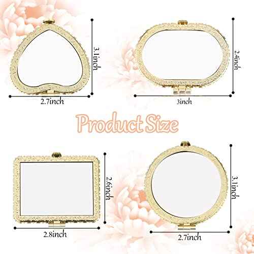 Blulu 8 Pieces Compact Mirror Bulk for Purse Flower Small Floral Retro Folding Portable Pocket Mirror for Women Girls Travel Gift(Gold Edge)